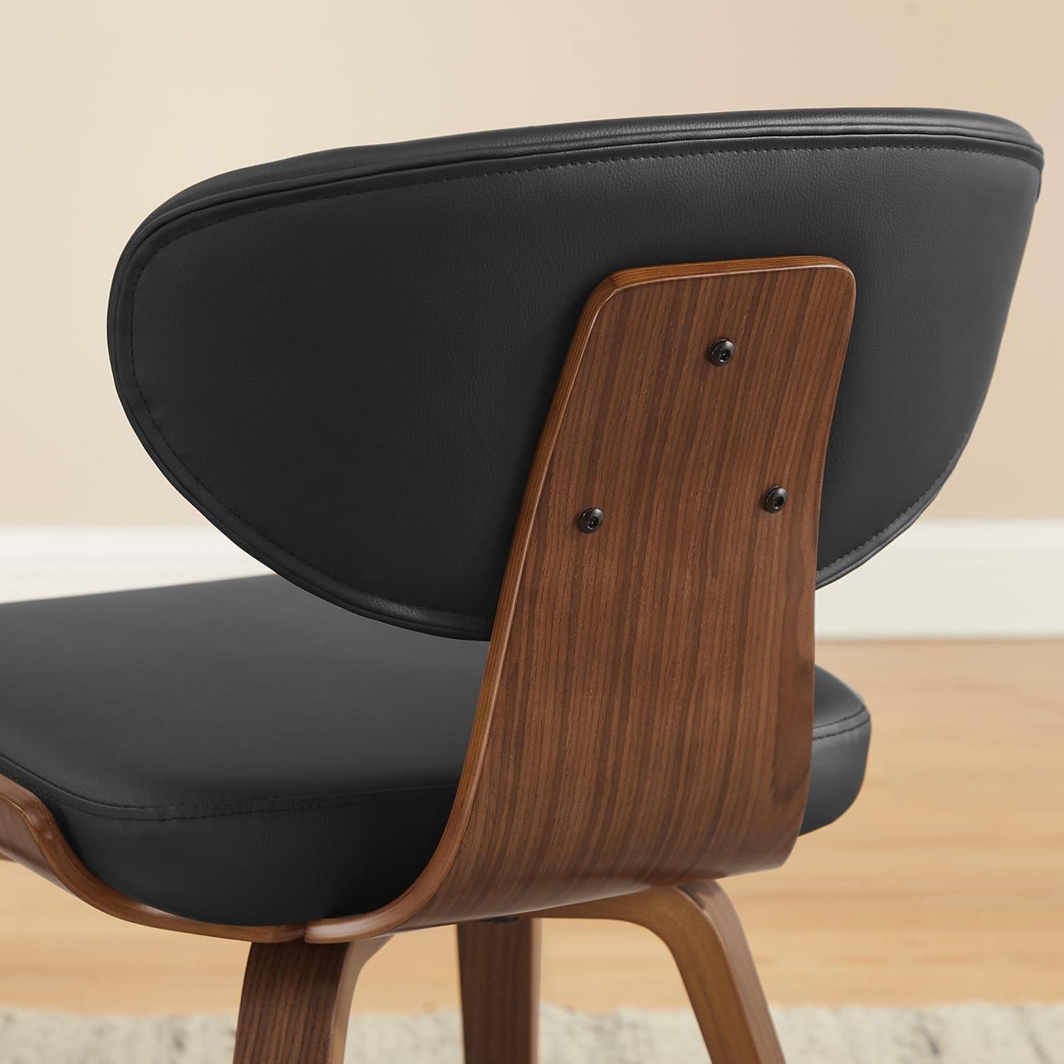 Art Leon Dining Chairs - Mid Century Modern Dining Room Chairs, Faux Leather Upholstered Armless Side Chair with Wood Legs for Kitchen, Set of 2, Walnut Bentwood/Black