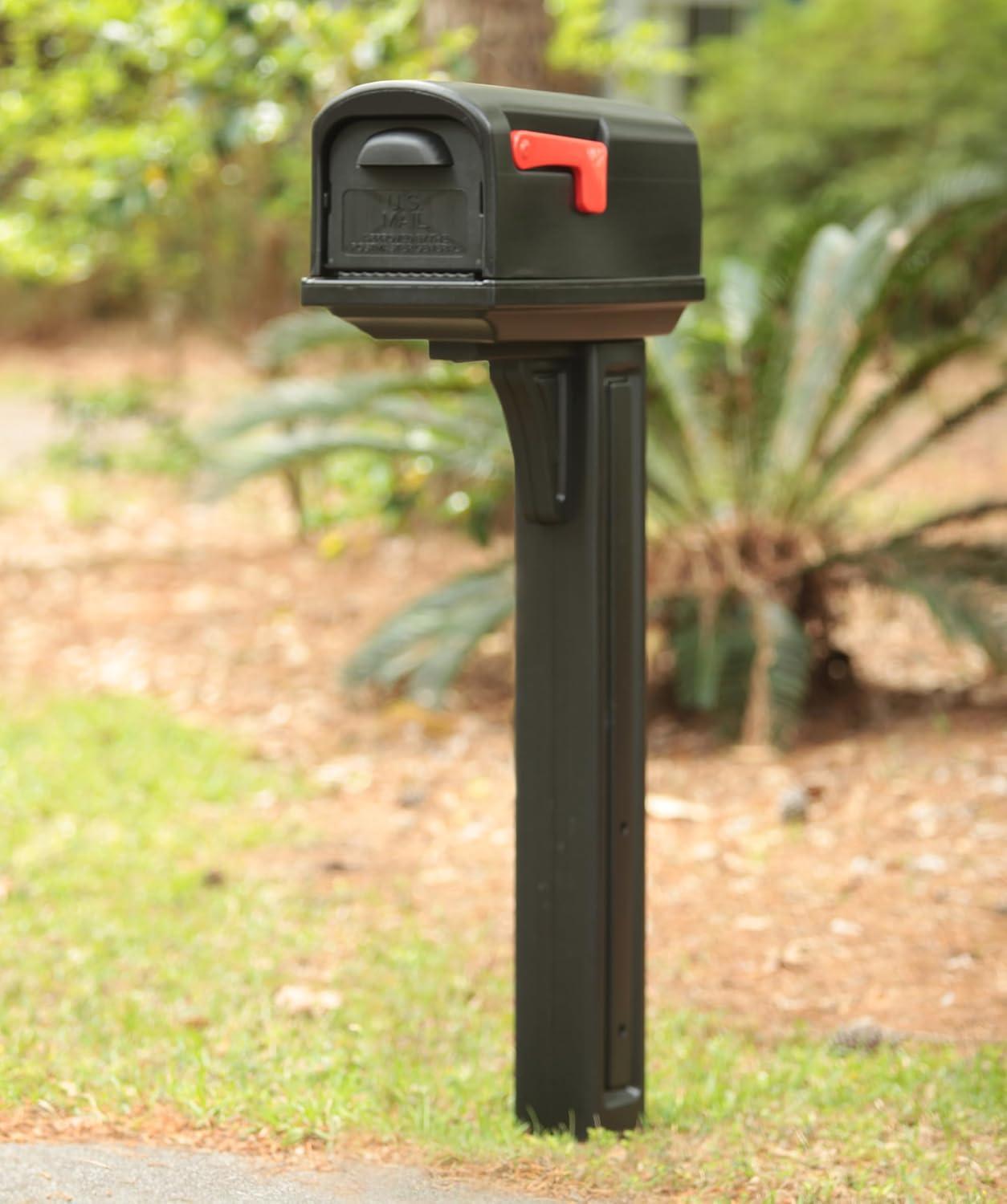 Classic Black Plastic Double Door Post Mount Mailbox