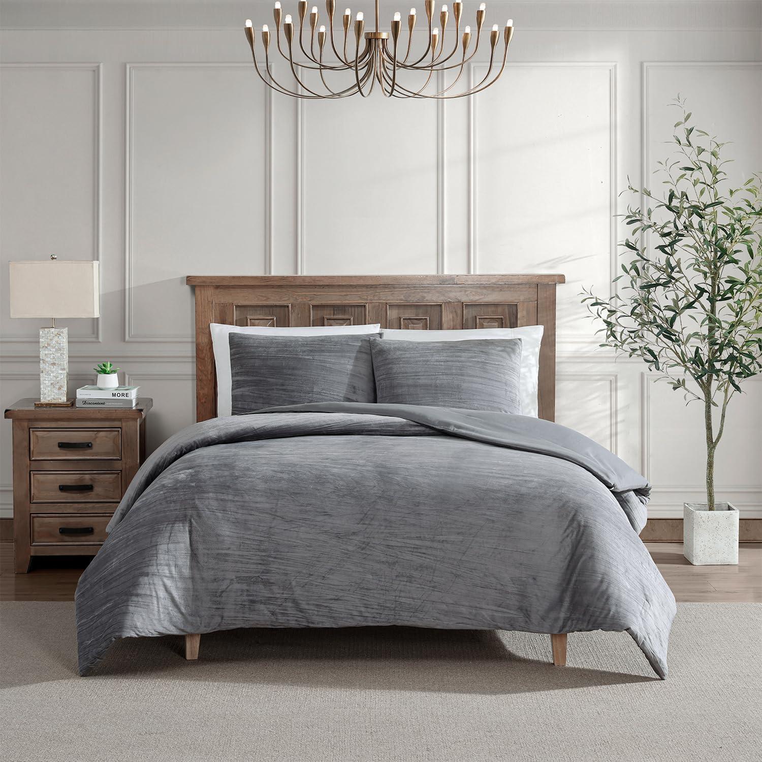 Tahari Zadie 3-Piece Soft Crinkle Velvet Comforter Set