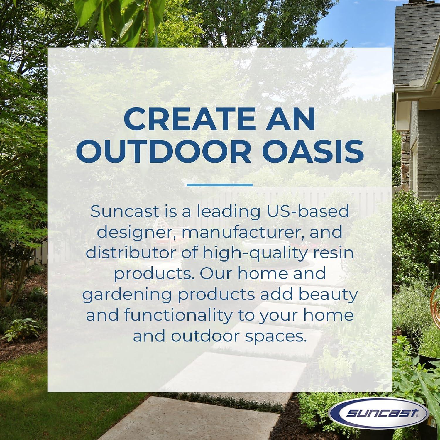 Suncast Farmington Smart Tube Weatherproof Outdoor Hideaway Standard Garden Hose Storage Pot Container with Brass Connections, Stoney (2 Pack)