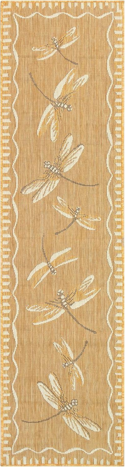 Liora Manne Carmel Dragonfly Indoor/Outdoor Rug Sand 1'11" x 7'6"