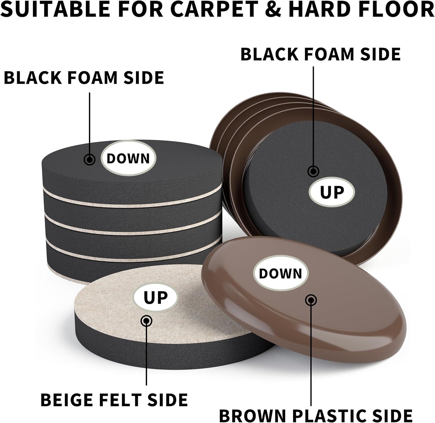 Yelanon Furniture Sliders, 12 pcs-4 3/4” Felt Furniture Sliders for Carpet, Furniture Pads Hardwoods Floors, Heavy Furniture Movers Sliders, Reusable Furniture Moving Pads,Carpet Protectors