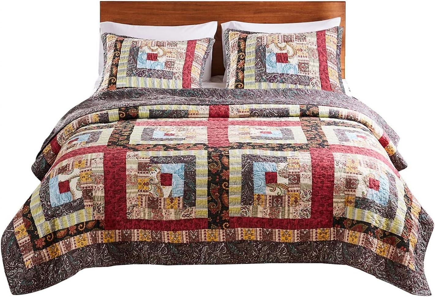 Greenland Home Fashions Colorado Lodge Quilt Set Red/Black/Blue