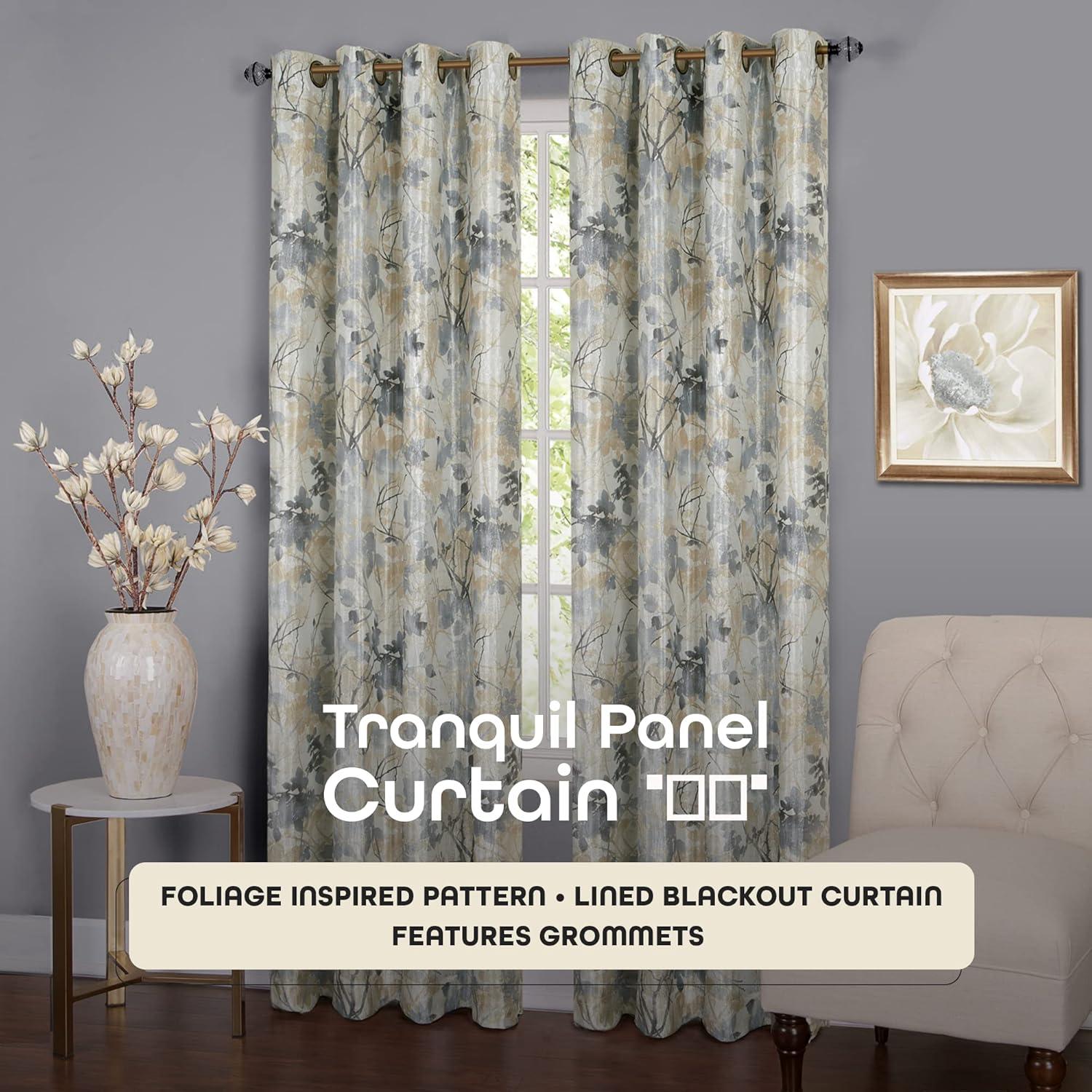 Achim Tranquil - Lined Grommet Window Curtain Panel, Silver, 50x84