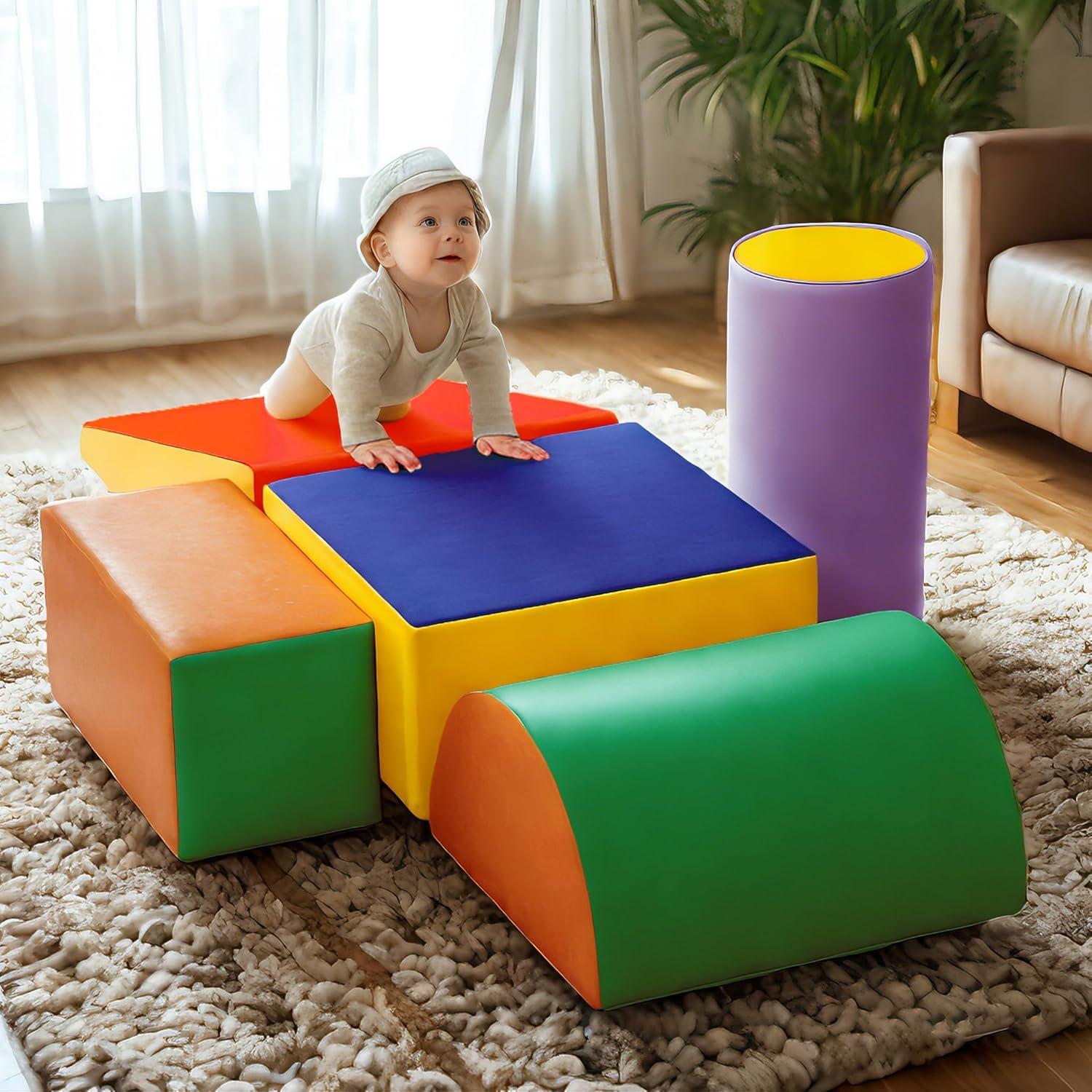 Climb And Crawl Activity Play Set - 5 Piece Soft Zone Climbing Blocks Lightweight Foam Shape Toy – Play22Usa