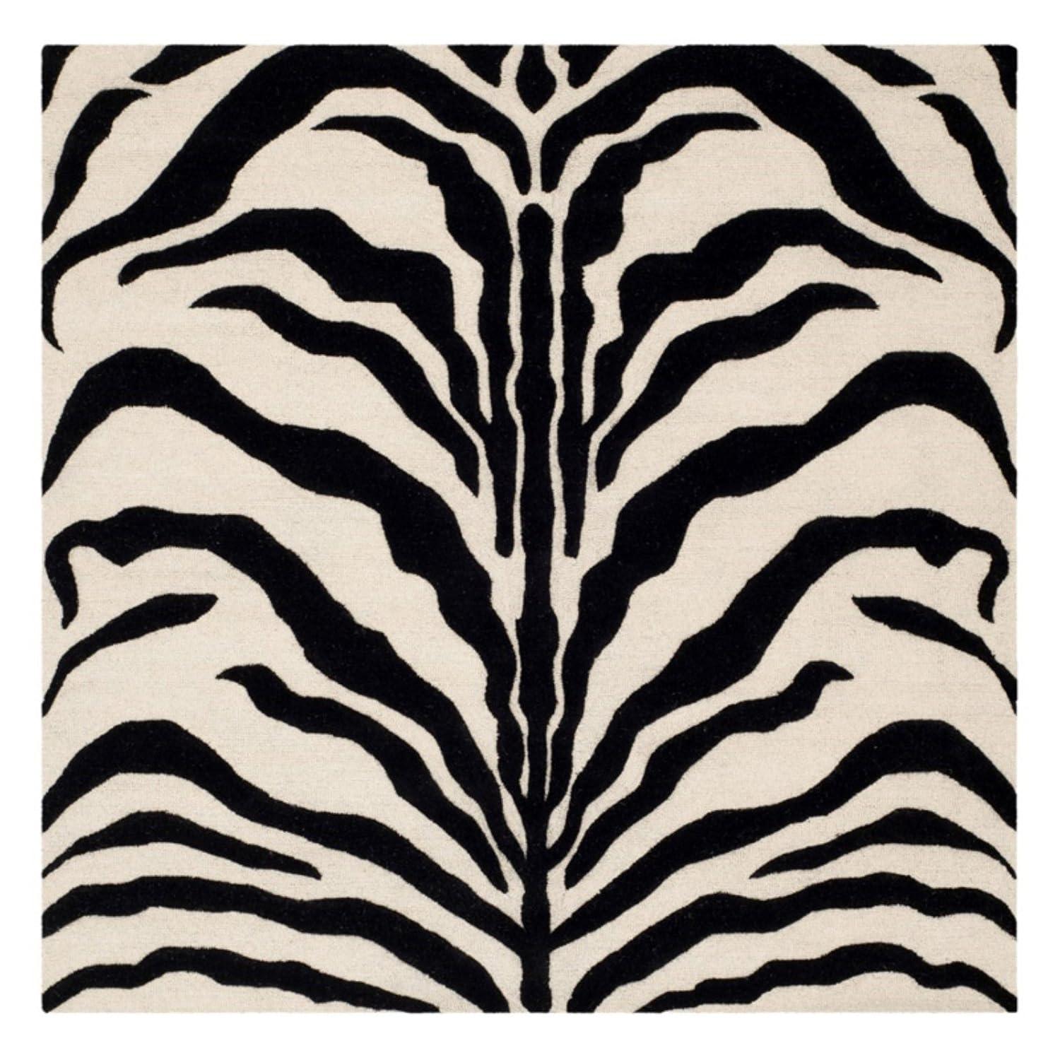 SAFAVIEH Cambridge Leah Animal Stripes Wool Area Rug, Ivory/Brown, 5' x 8'