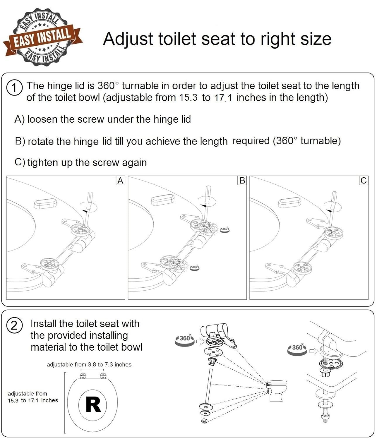 Sanilo Soft Close Toilet Seat ROUND, Quiet and Slow Close Lid and Seat, Strong Bumpers and Hinges, Sanibel