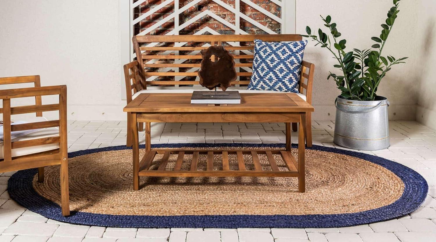 Handmade Braided Jute and Cotton Oval Rug in Natural Brown