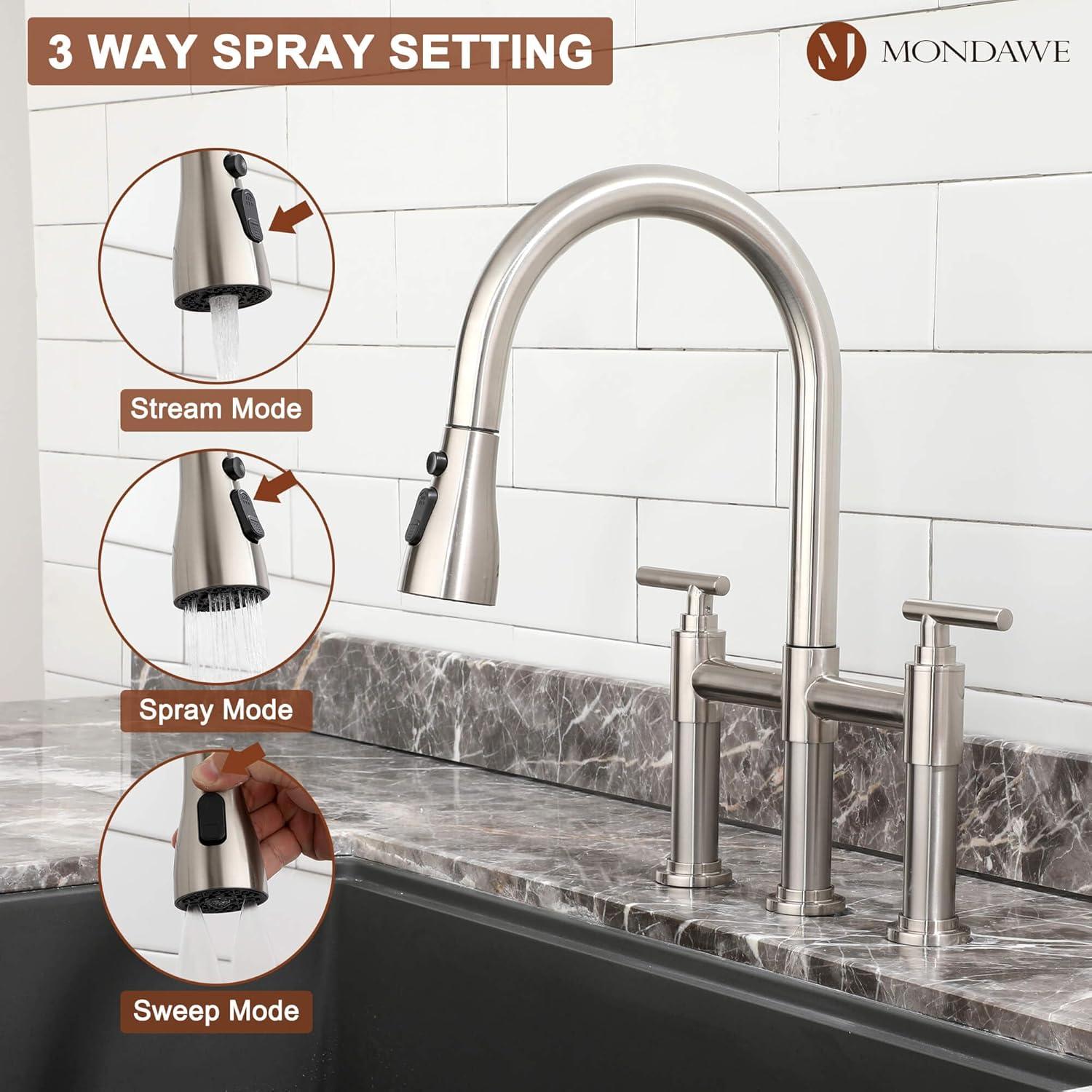 mondawe KMLT0005-WH-WF Mondawe Pull Down Kitchen Faucet