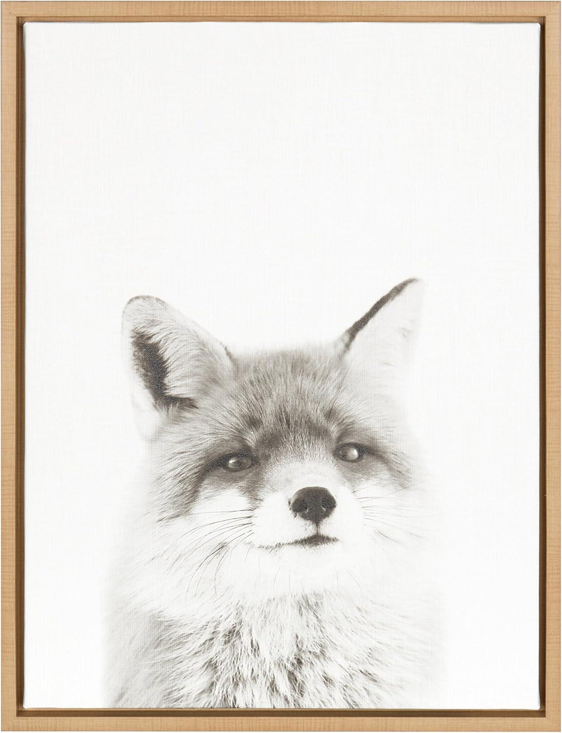 18" x 24" Sylvie Fox Portrait Framed Canvas by Simon Te Tai Natural - Kate and Laurel: Rustic Home Decor, Large Wall Art