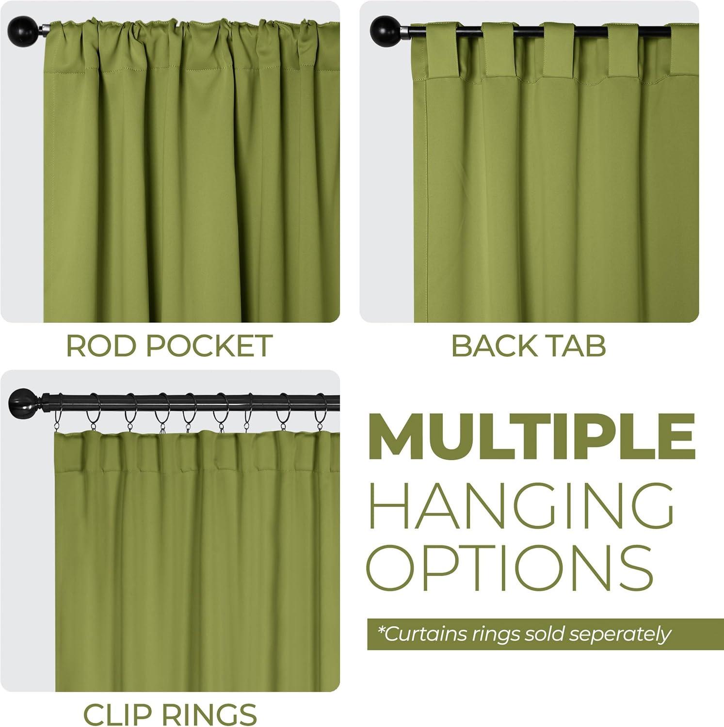 Sage Polyester Blackout Back Tab Curtains 52" x 84" Set of 2