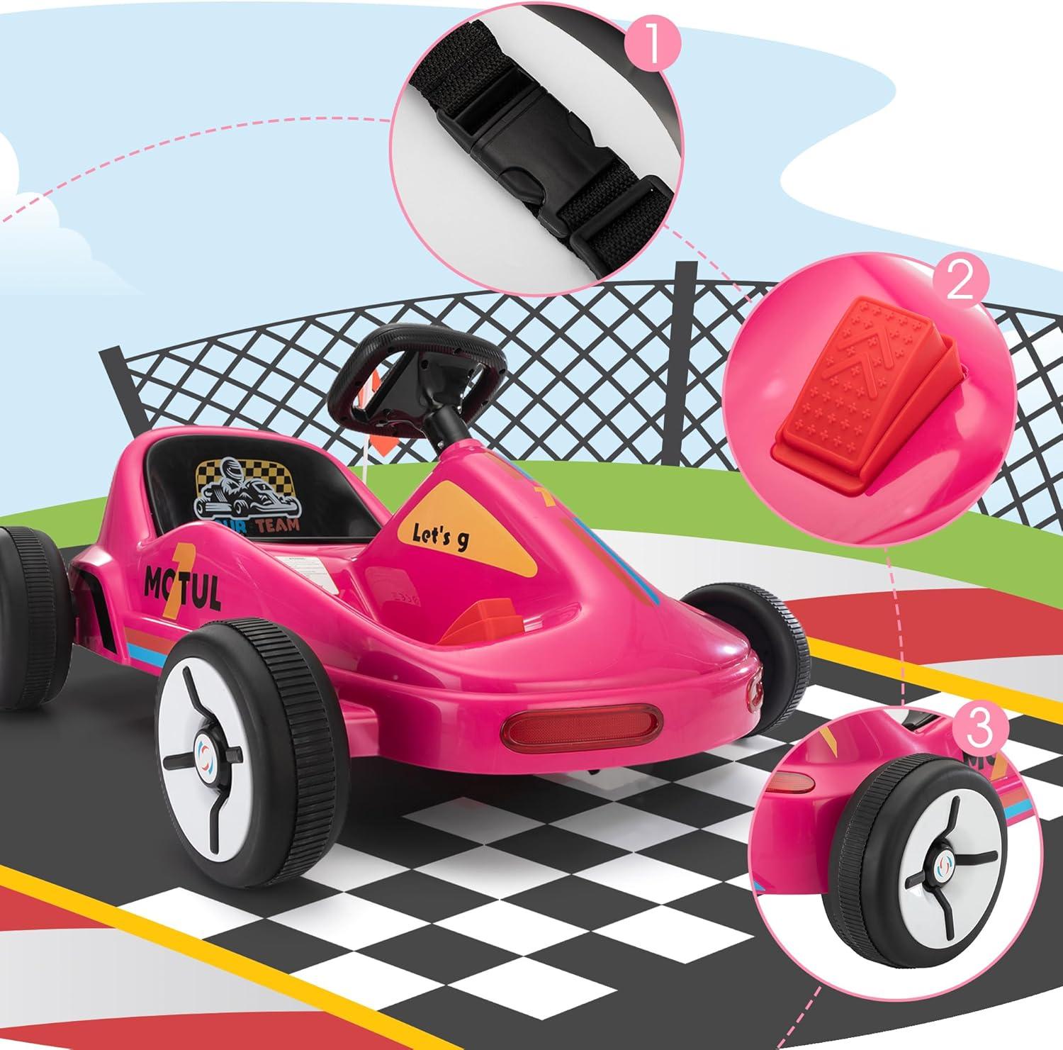 Tobbi 12v Kids Go Kart, Outdoor Battery Powered Ride On Car For Boys And Girls Aged 3-8, Childrens Electronic Toy Go Kart With 2 Speed Modes, Remote Control,bluetooth