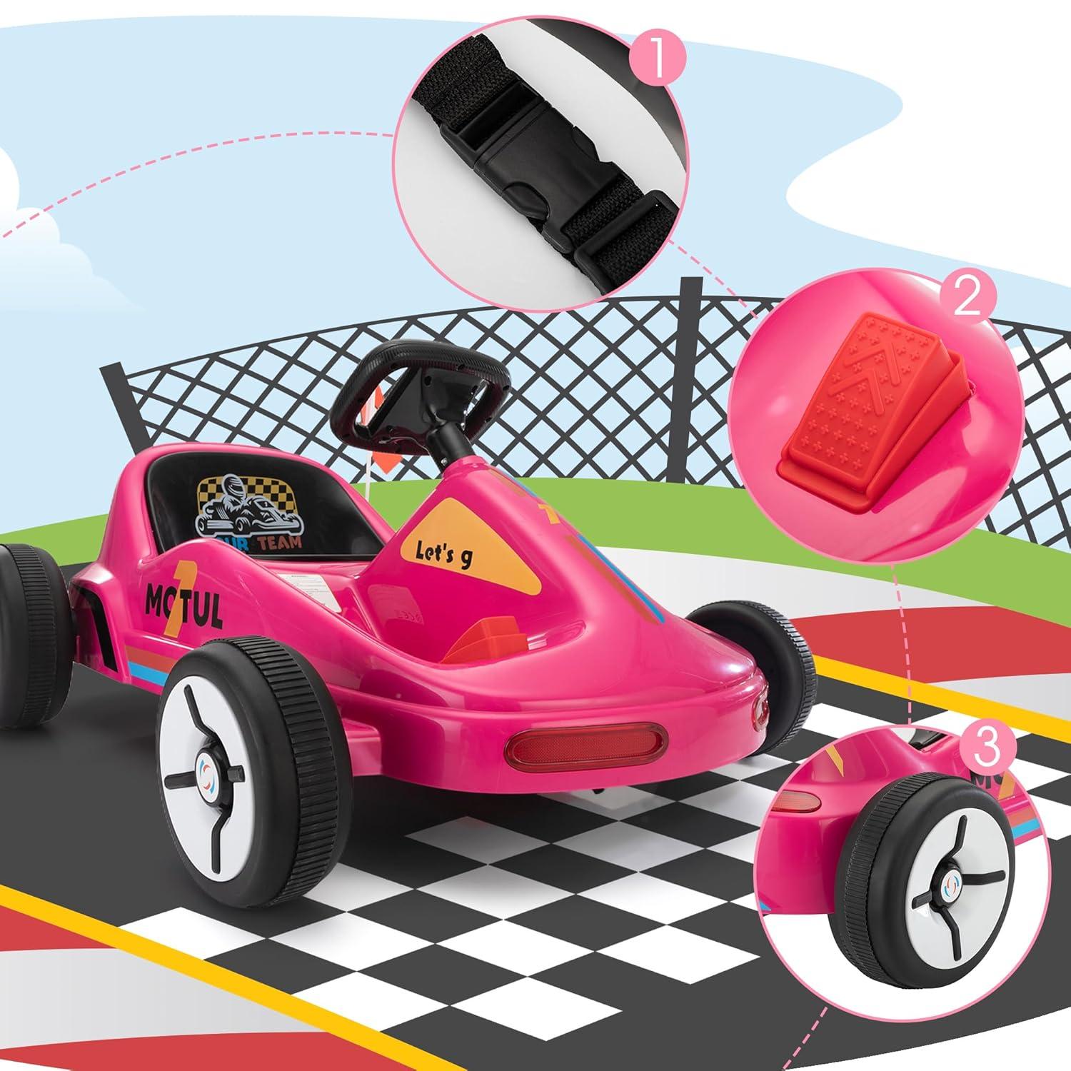 Tobbi 12v Kids Go Kart, Outdoor Battery Powered Ride On Car For Boys And Girls Aged 3-8, Childrens Electronic Toy Go Kart With 2 Speed Modes, Remote Control,bluetooth