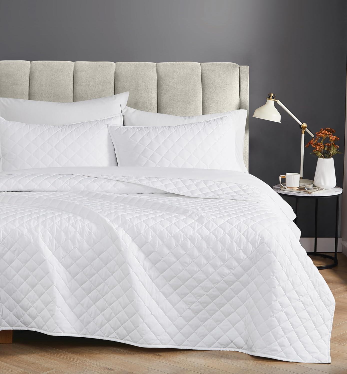 Cannon 3pc King Percale Quilt Set White