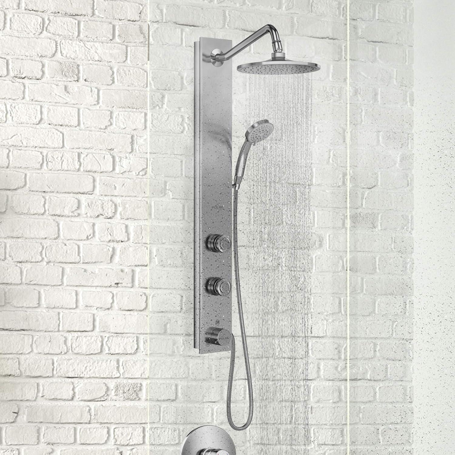 Aloha Brushed Stainless Steel Shower System with Chrome Fixtures