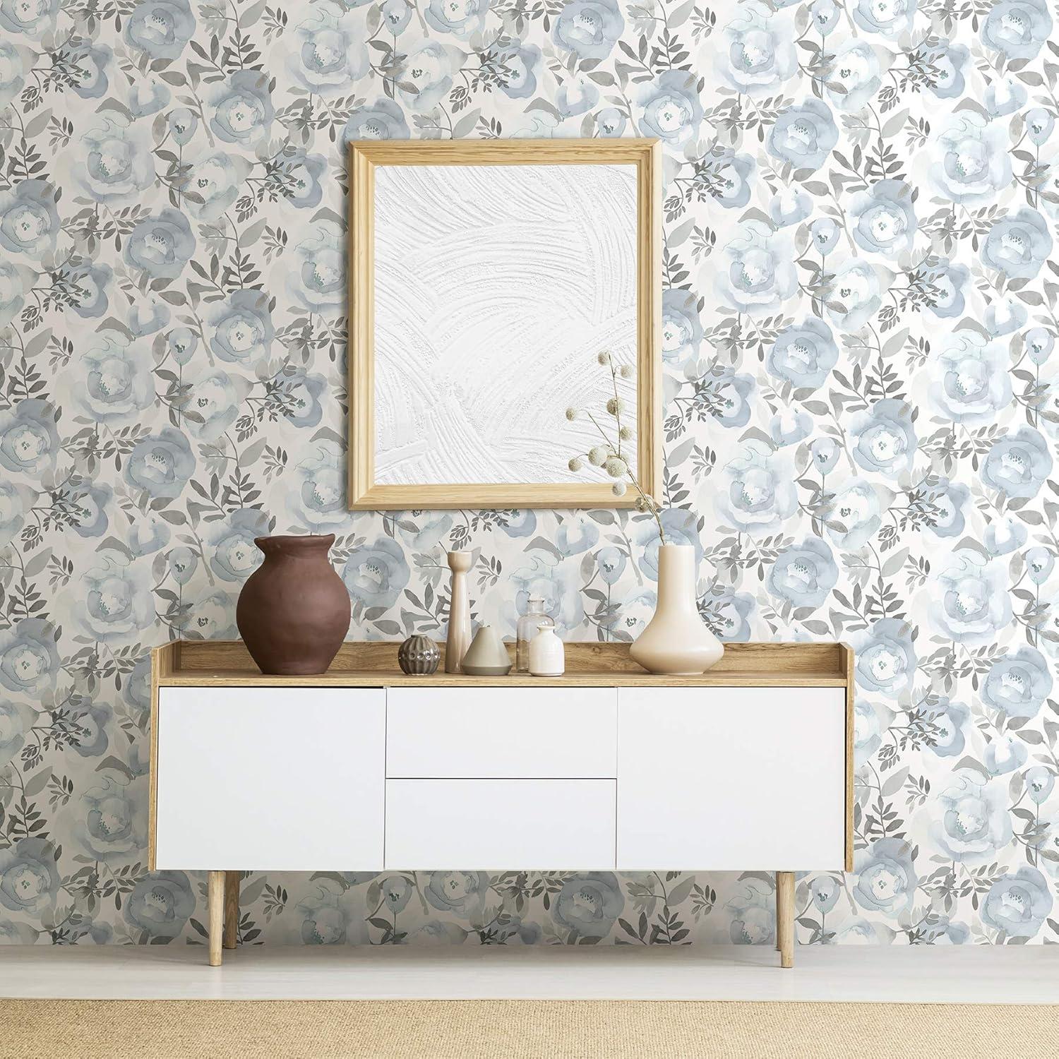 Orla Blue Floral Non-Pasted Washable Wallpaper