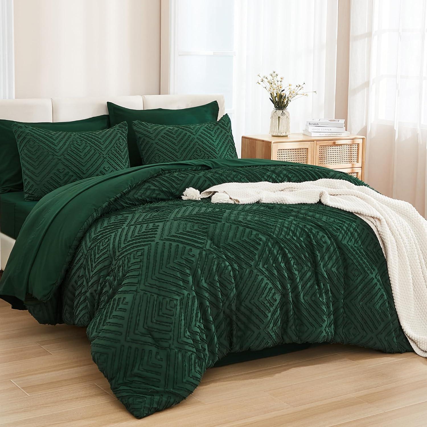 Emerald Green Microfiber King Bed in a Bag Set