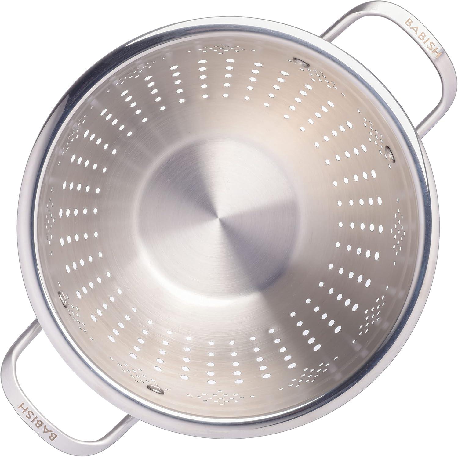 Babish 5 Quart Stainless Steel Colander with Riveted Handles