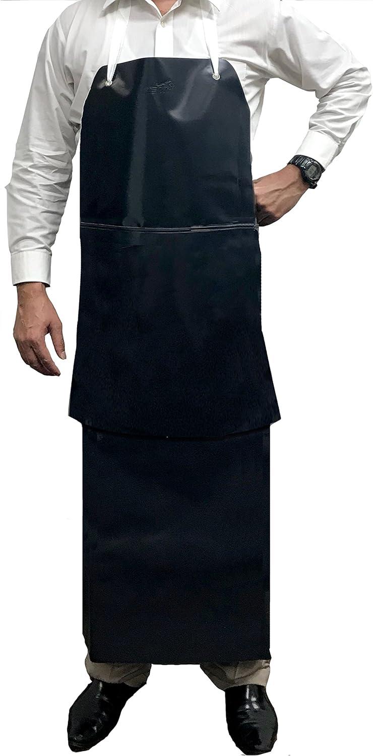 Kleen Chef, Premium PVC Leather Apron, Double Layer Apron, Black (Pack-1)
