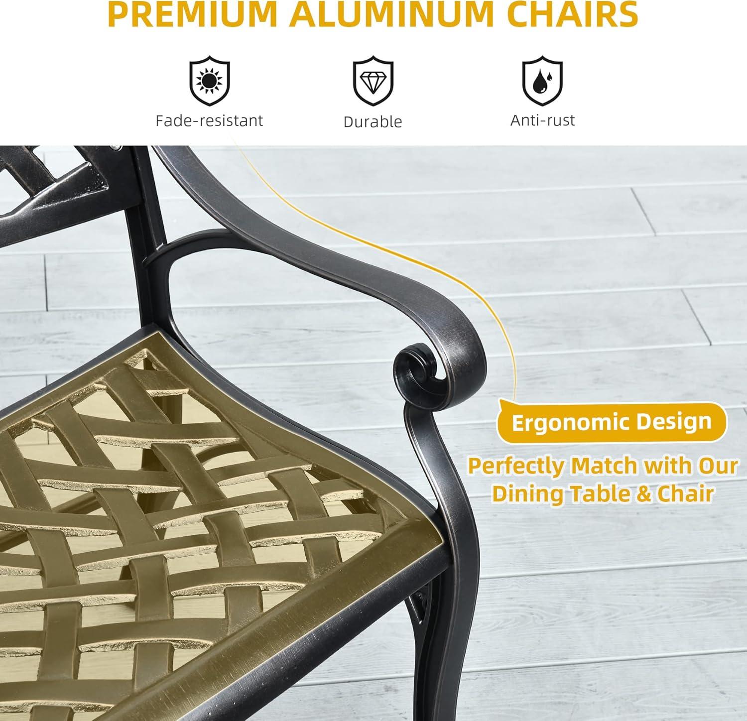 DWVO Cast Aluminum Outdoor Bench, 39.4’’ Patio Garden Benches for Outdoors, Metal Frame Patio Bench for Backyard, Lawn, Deck, Porch, Park, Bronze