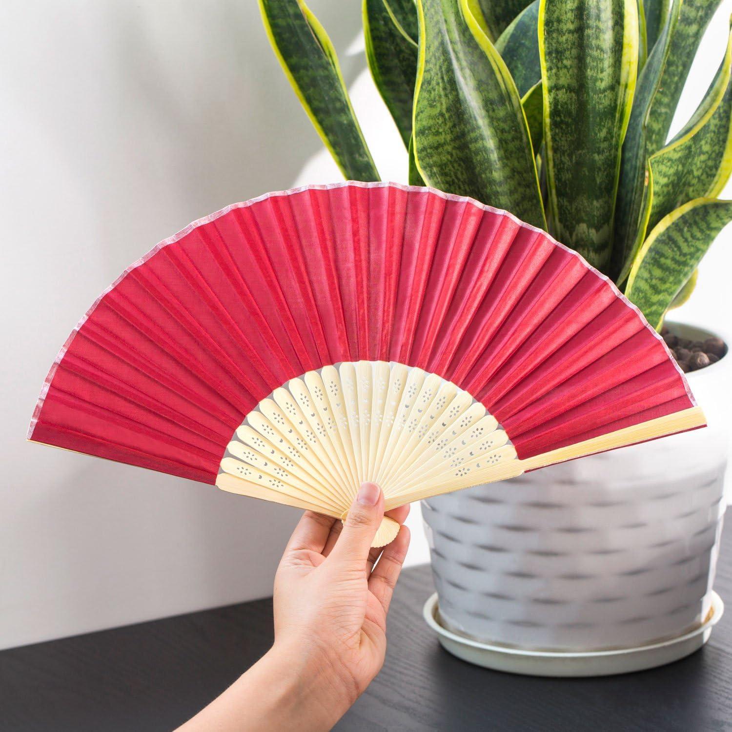 Multicolor Silk Bamboo Foldable Handheld Fans Set