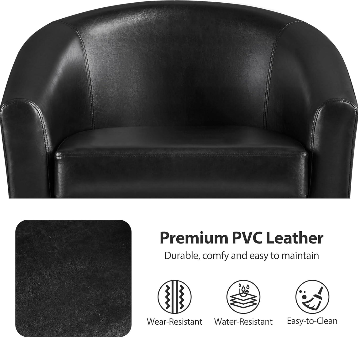 Yaheetech Faux Leather Accent Arm Chair For Living Room, Black