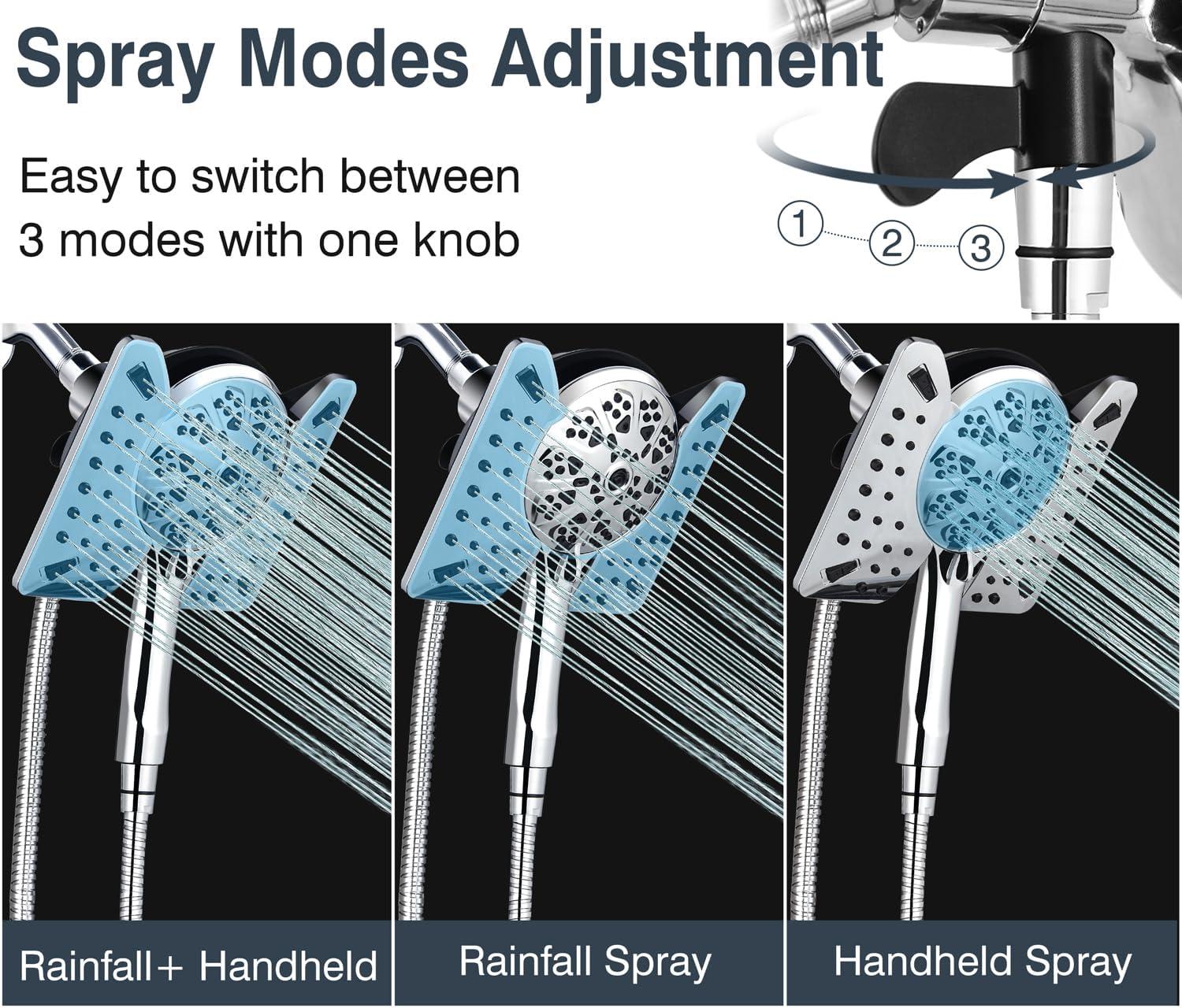 Chrome Dual-Head Handheld Rain and Pulse Shower System