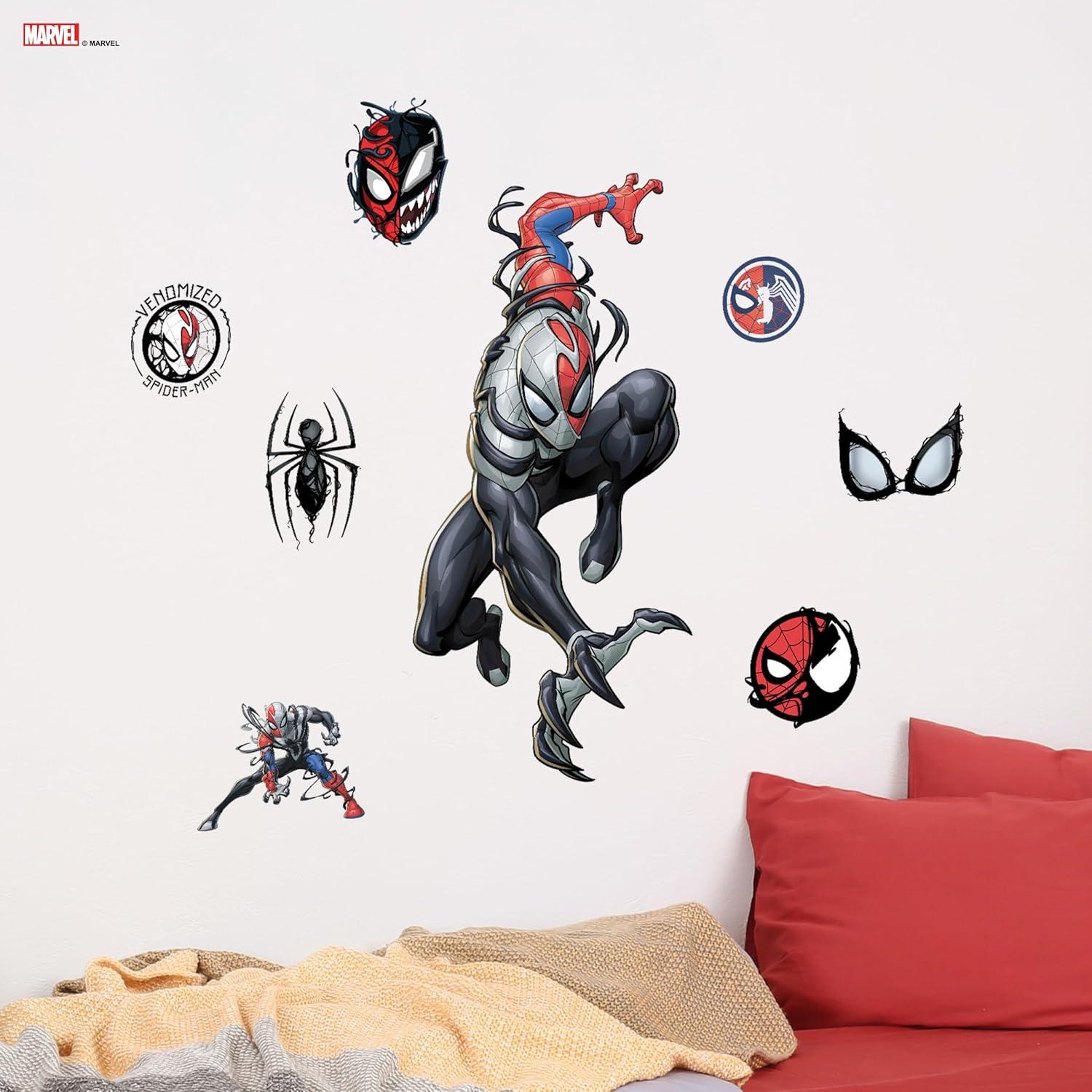 Wall Palz Marvel Venomized Spider-Man Wall Decals - Marvel Spider-Man Wall Decal - with 3D Augmented Reality Interaction - 27" Tall Venom Symbiote Spider-Man Stickers Marvel Room Decor