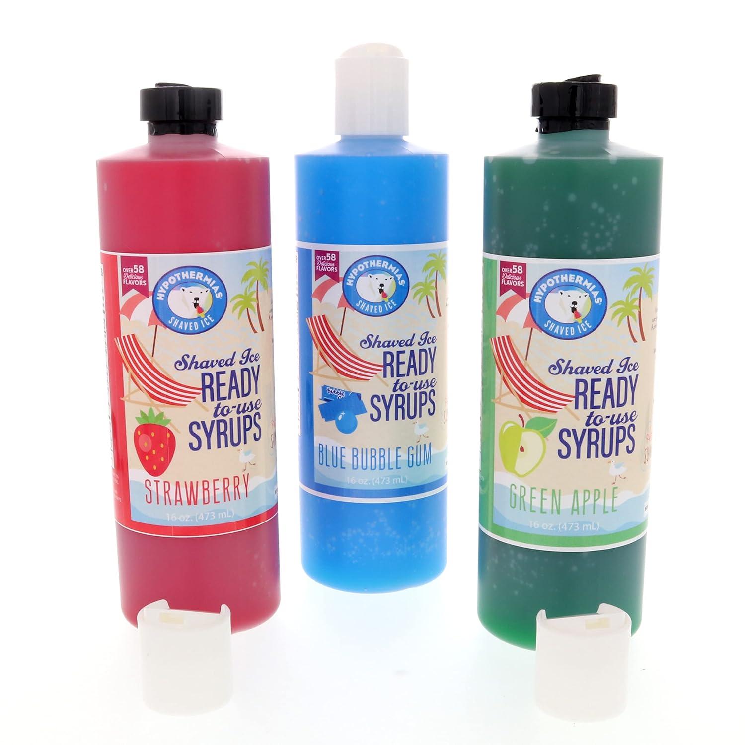 Hypothermias Shaved Ice & Snow Cone Syrup Variety Pack - Blue Raspberry, Tiger's Blood, Dreamcicle - 100% Pure Cane Sugar in a Gift Box