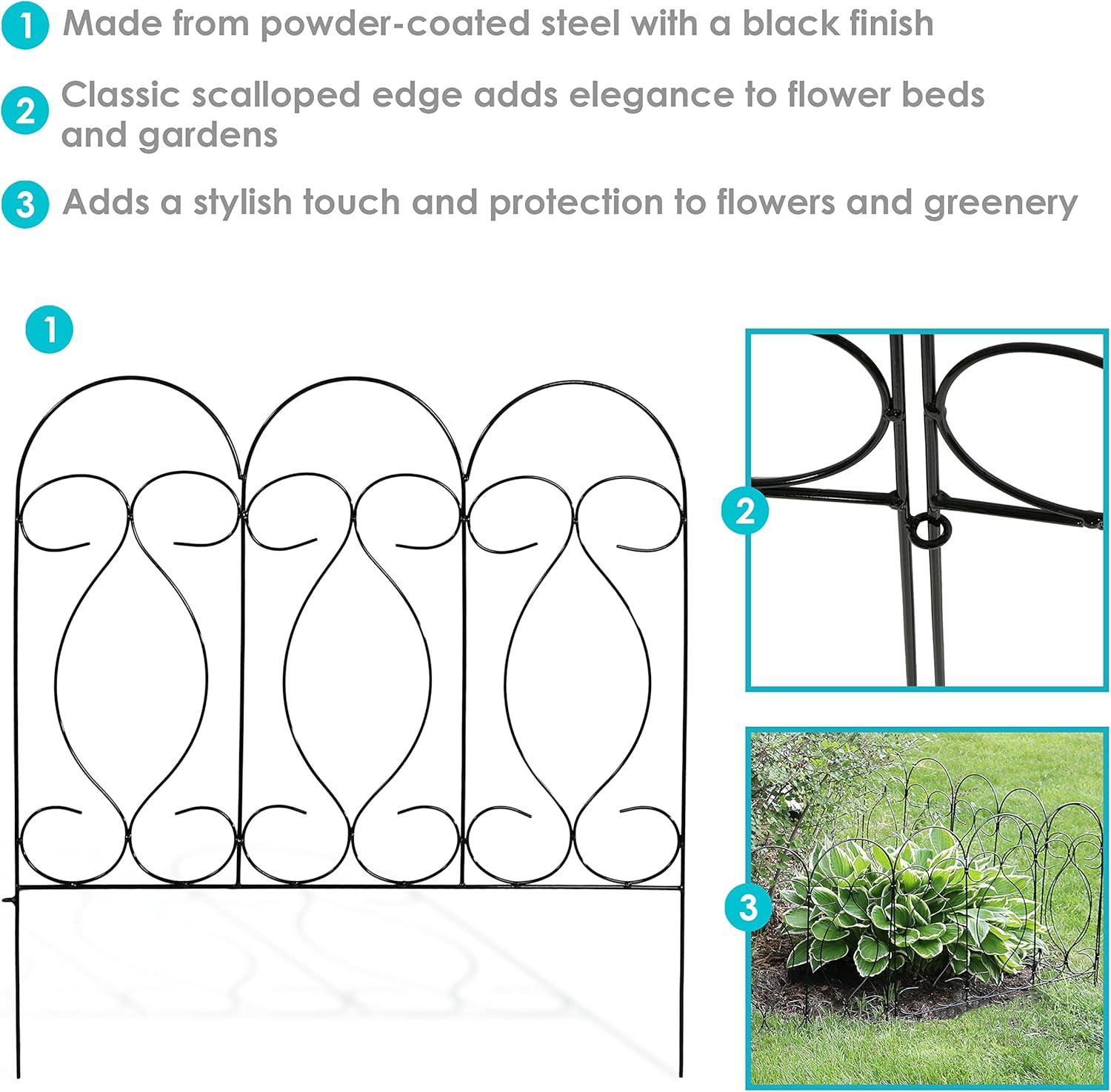 SunnyDaze Decor Traditional 24" x 24" Steel Decorative Garden Fence Panels (Set of 5)
