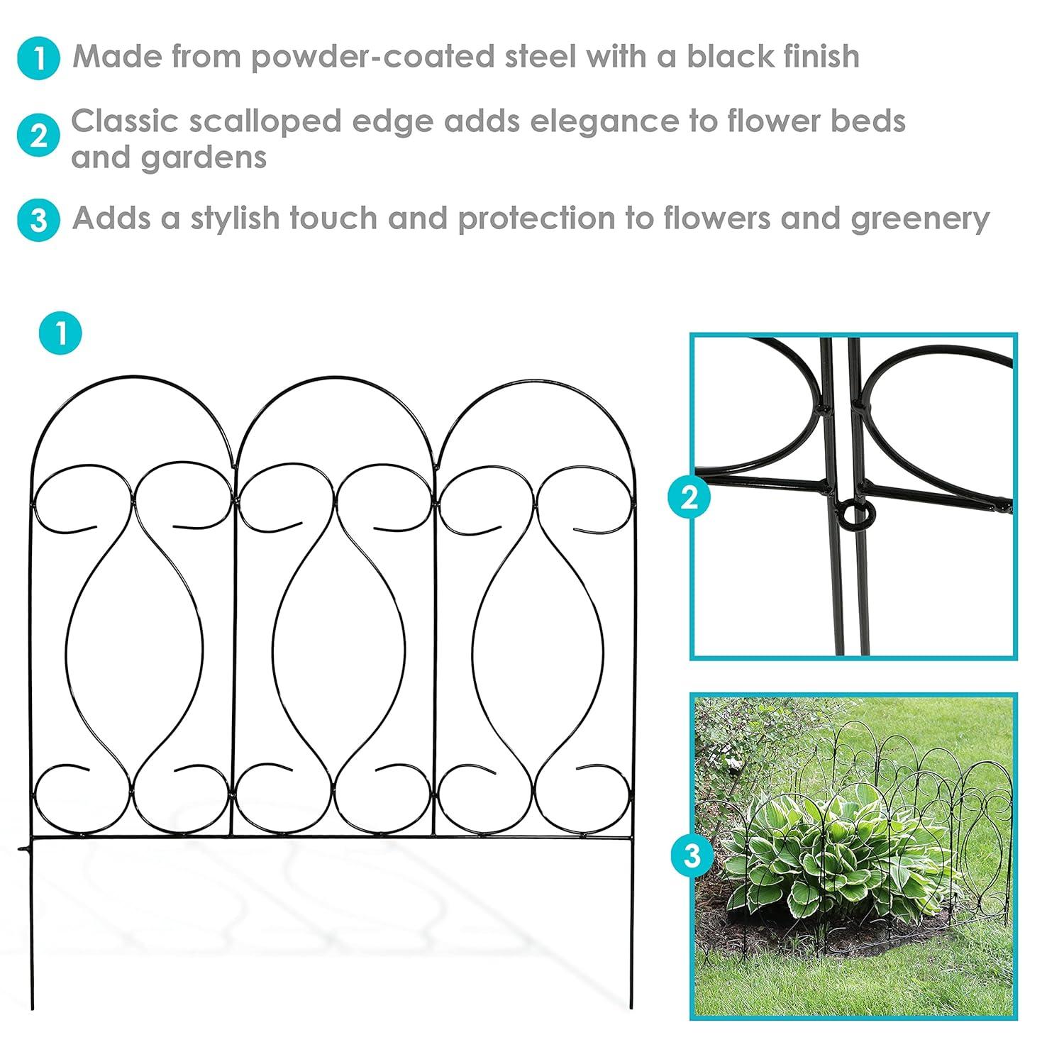 SunnyDaze Decor Traditional 24" x 24" Steel Decorative Garden Fence Panels (Set of 5)