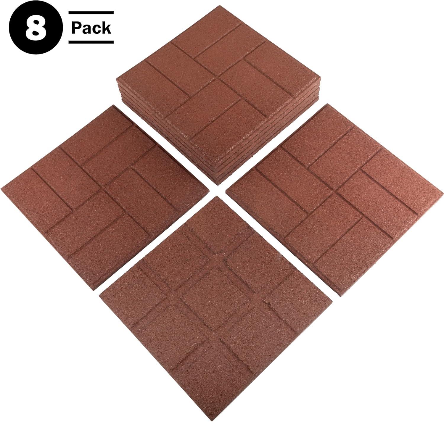 Pure Garden Deck Tiles 8-Pack - Dual-Sided Outdoor Flooring Tile - 28SQFT Rubber Pavers for Outside Patio, Garden Walkway, Balcony, or Shed