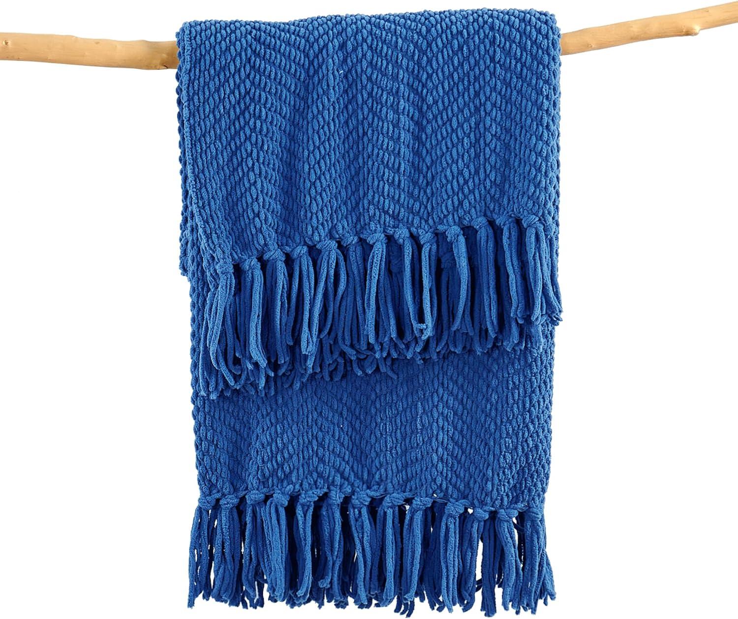 Home Soft Things Reversible Tweed Throw Blanket, Super Soft & Cozy - Snorkel Blue, 50x60"
