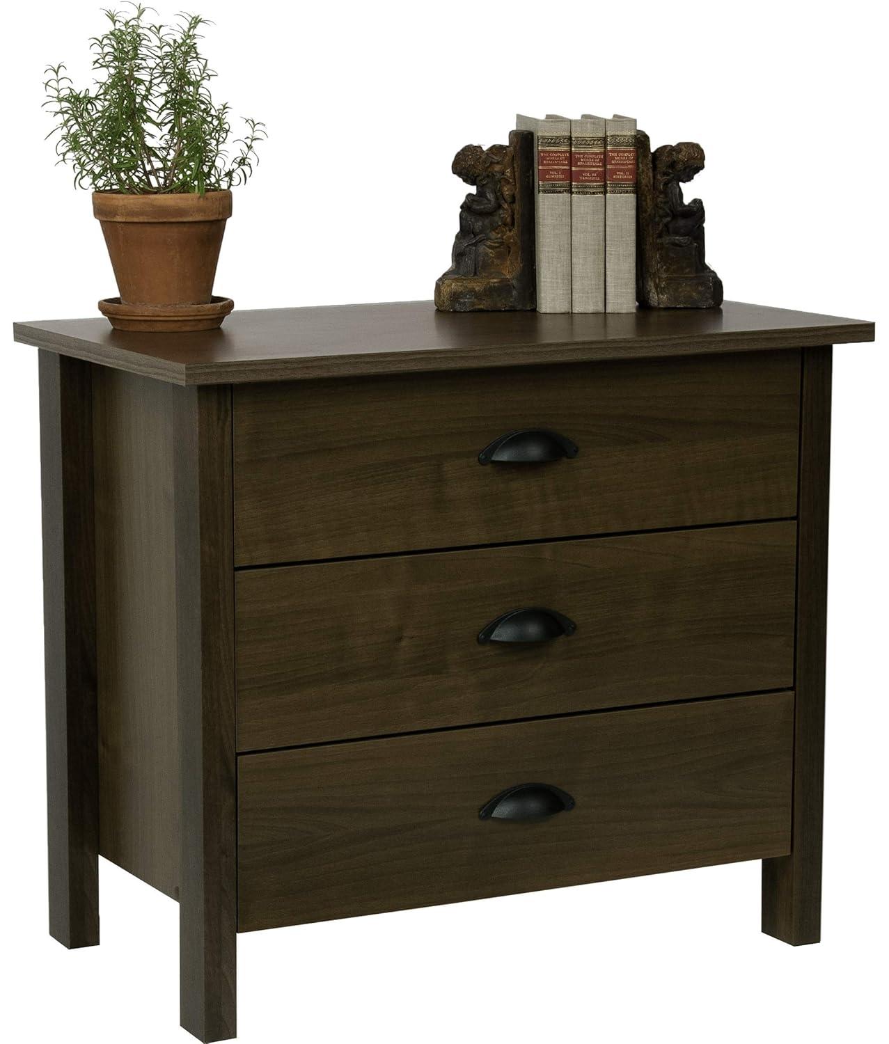 Jiowenm 3 Drawer Nouvelle Chest Walnut