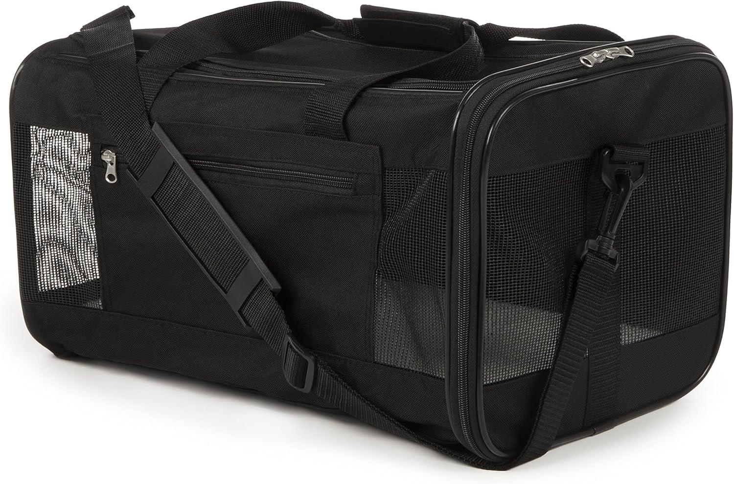 TrustyPup Easy Explorer Medium Guaranteed On-Board Travel Pet Carrier, Black, 16 lb Limit