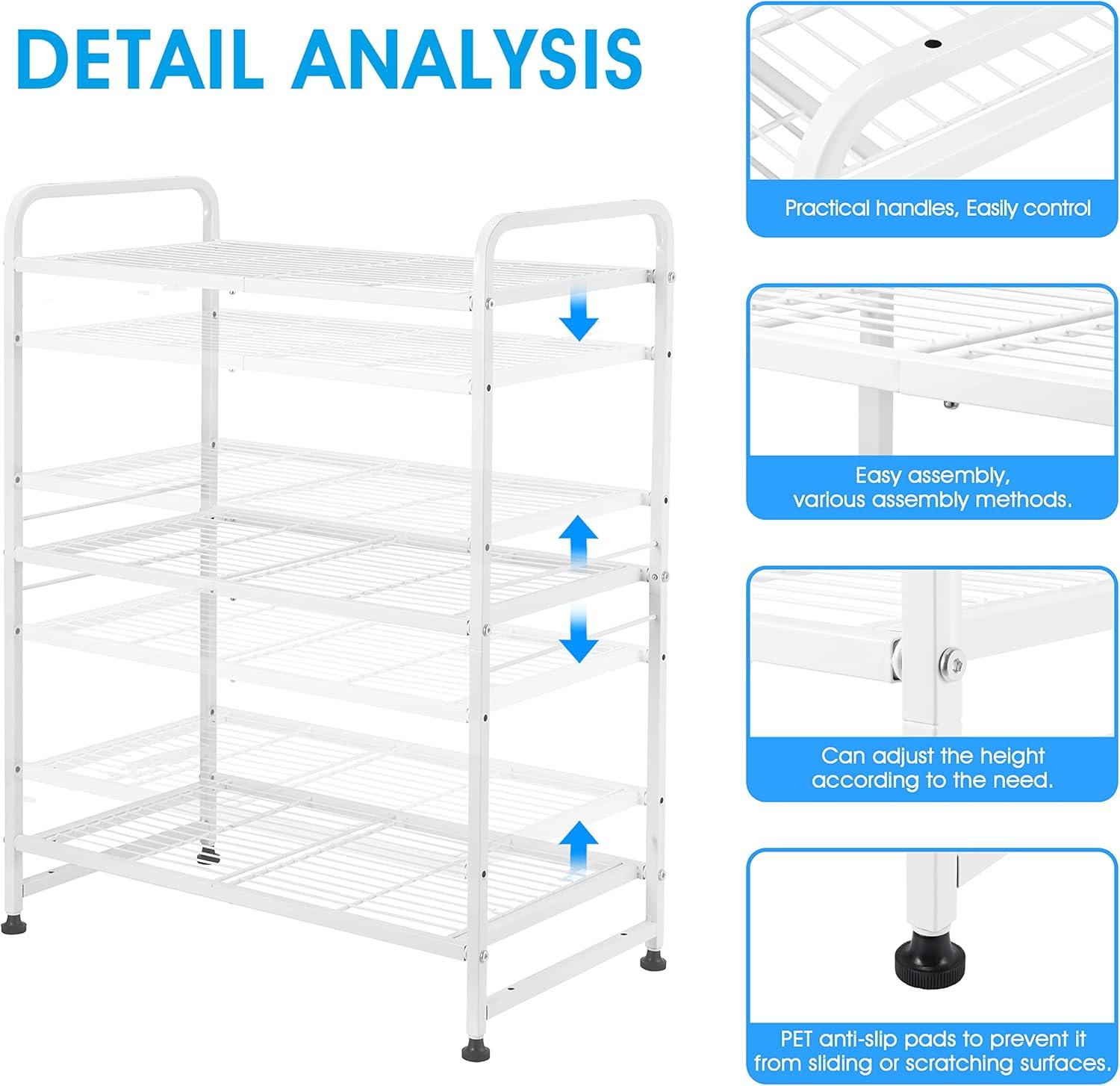 3 Tier Metal Storage Rack and Shelving, Stackable 30.4-Inch Width Utility Shelving Unit Wire Rack - Heavy Steel Material Pantry Shelves for Closets, White