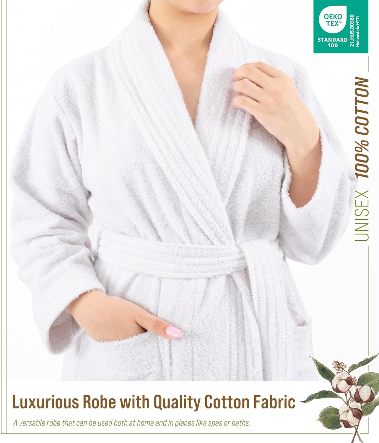 Eider & Ivory™ 100% Cotton Turkish Bathrobes, Soft Absorbent Lightweight Unisex Couple Robes