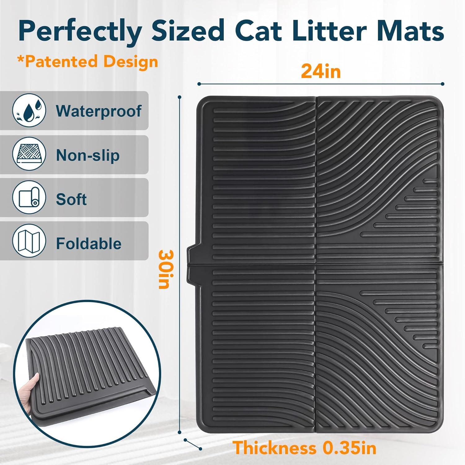 Large Black EVA Cat Litter Trapping Mat 31" x 24"