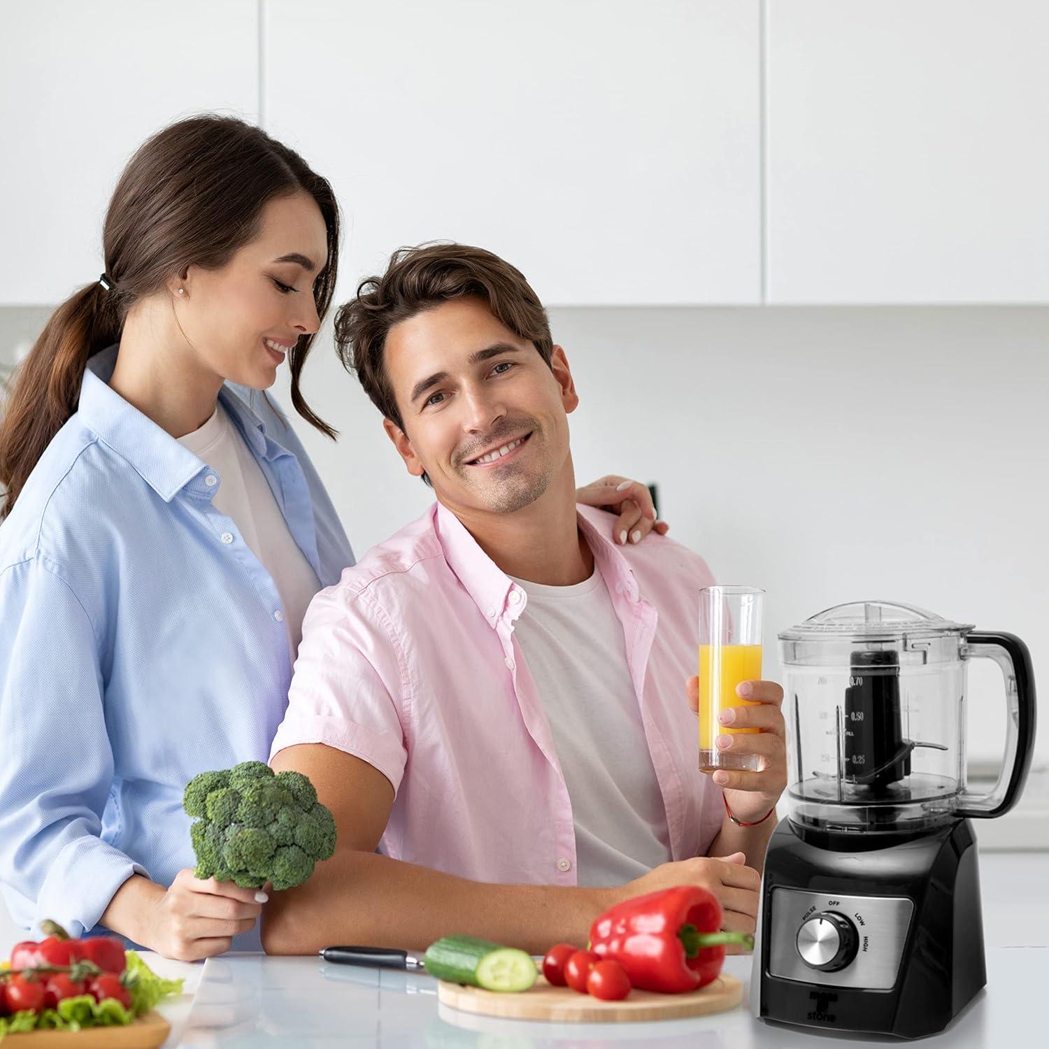 Moss & Stone 8-Cup Black Food Processor, Electric Chopper & Grinder, 500W
