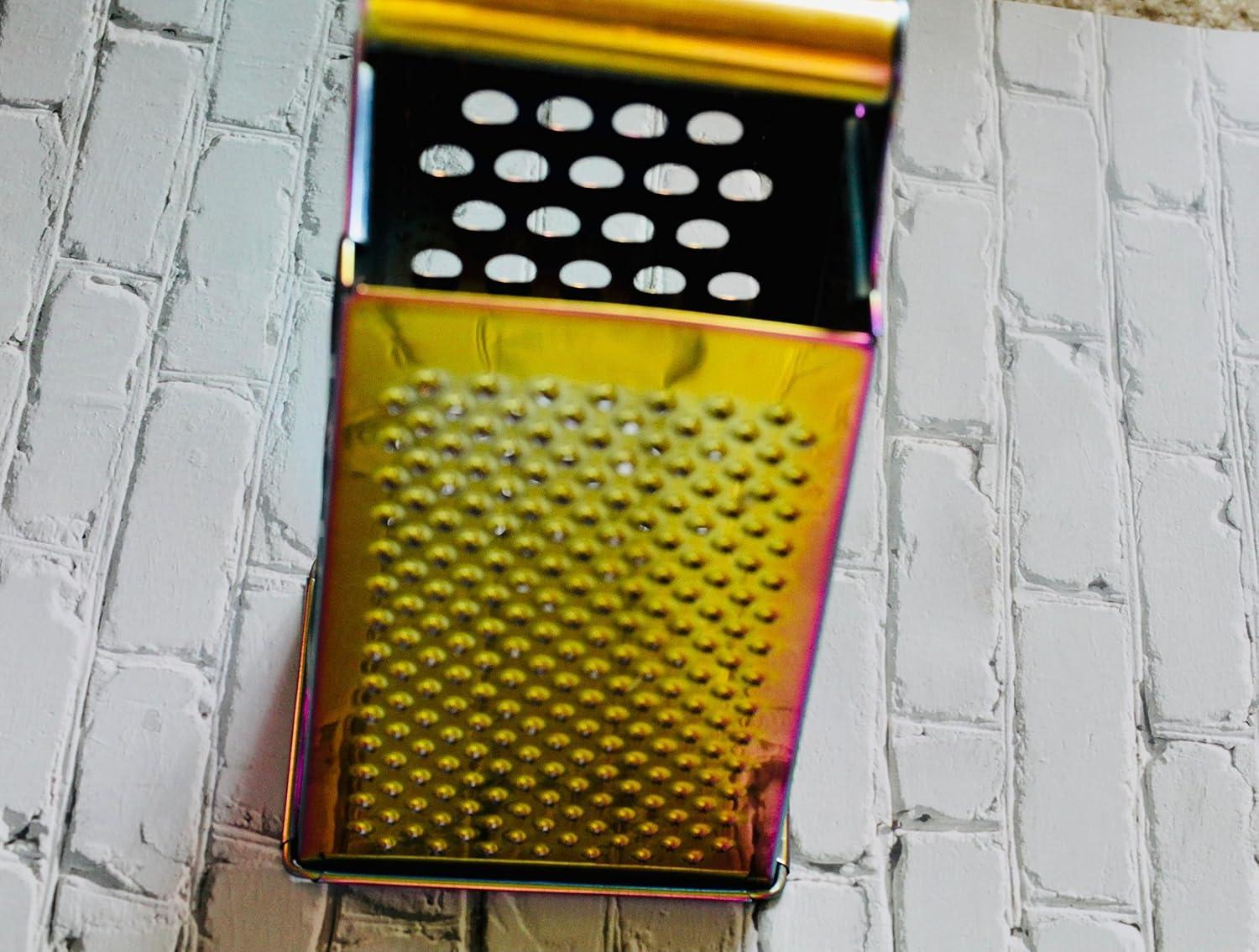 Gold Stainless Steel 4-Sided Multifunctional Grater with Handle