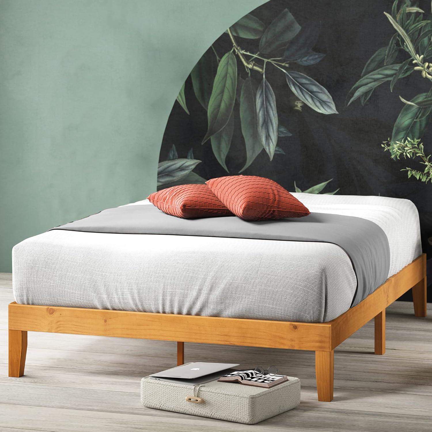 Queen Alexia Standard Wood Platform Bed Frame Natural - Zinus