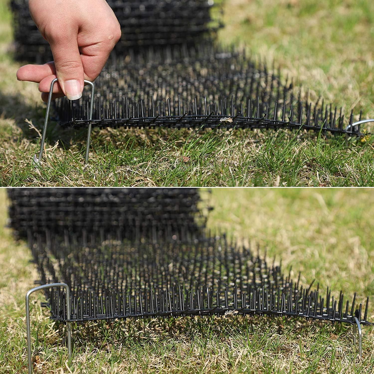 10ft Cat Scat Mat with Spikes Outdoor, Scat Mats for Dogs, Includes 8 Garden Staples