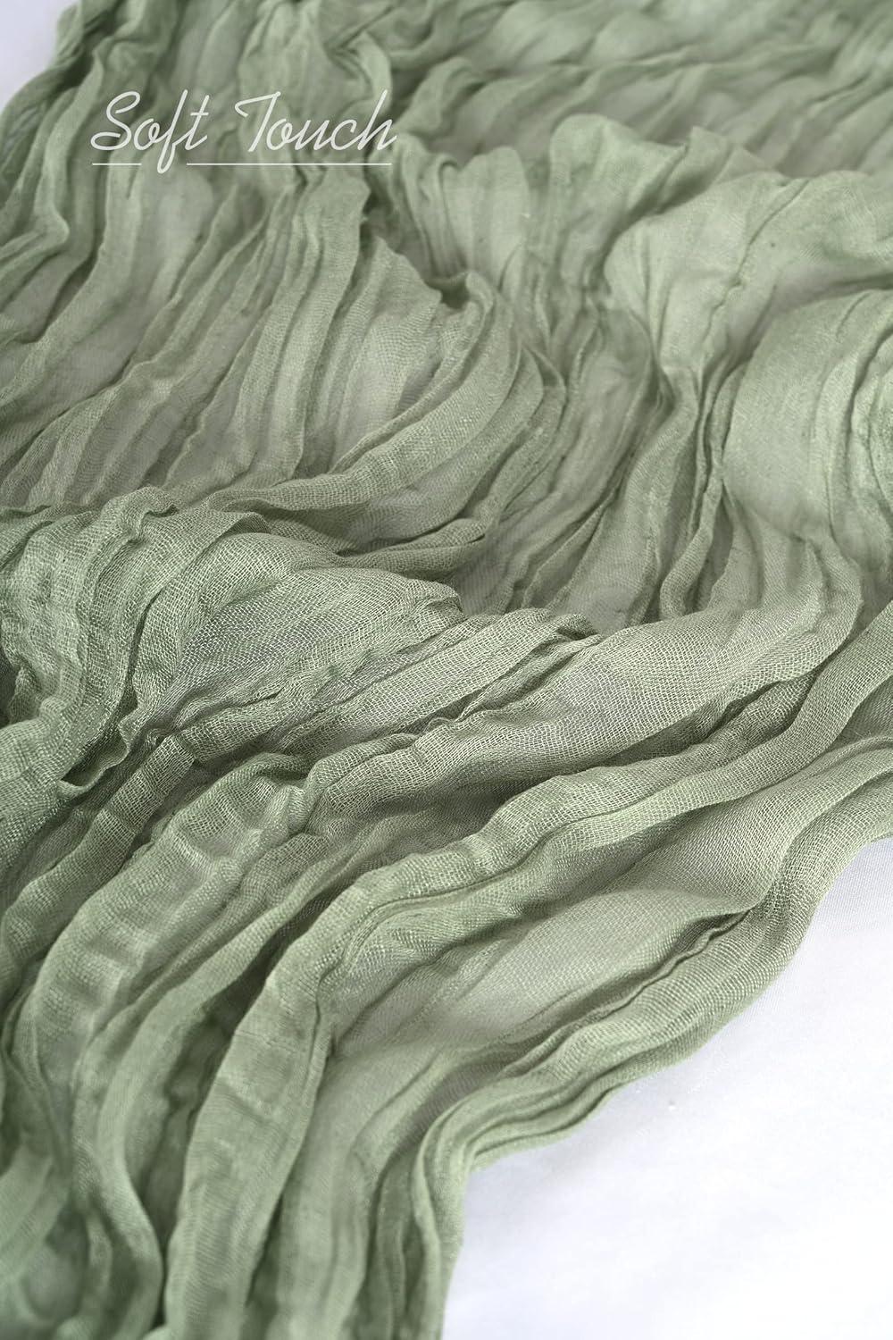 Mint Green Cheesecloth Table Runner 6 Pack 35" Boho Gauze Runner 120 inches Long Tablecloth Runner Rustic Sheer Fabric Bulk for Baby Shower Wedding Bridal Birthday Party Table Decorations