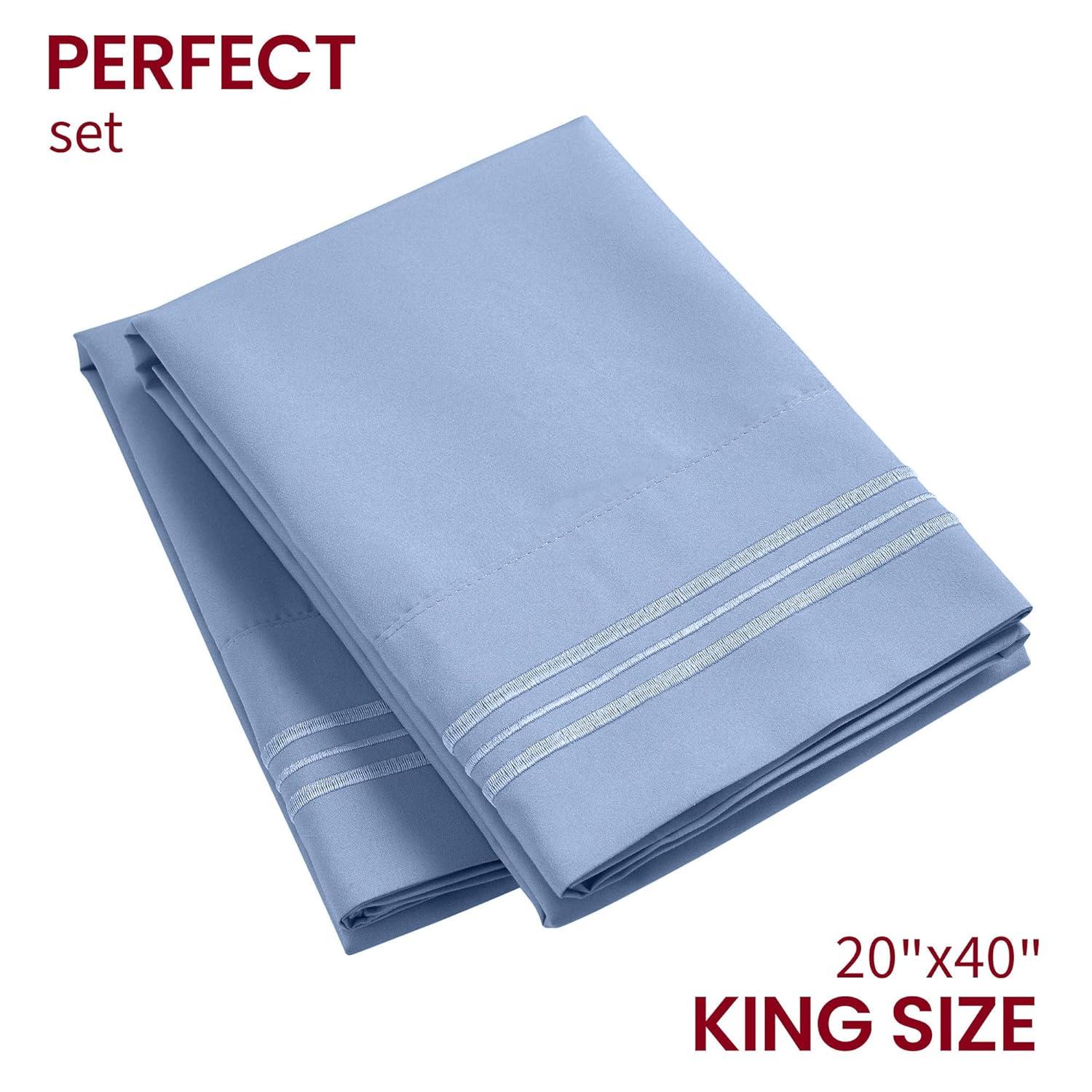 Mellanni Microfiber Pillowcases with Envelope Closure, Standard / Queen, Sky Blue, 2 Count