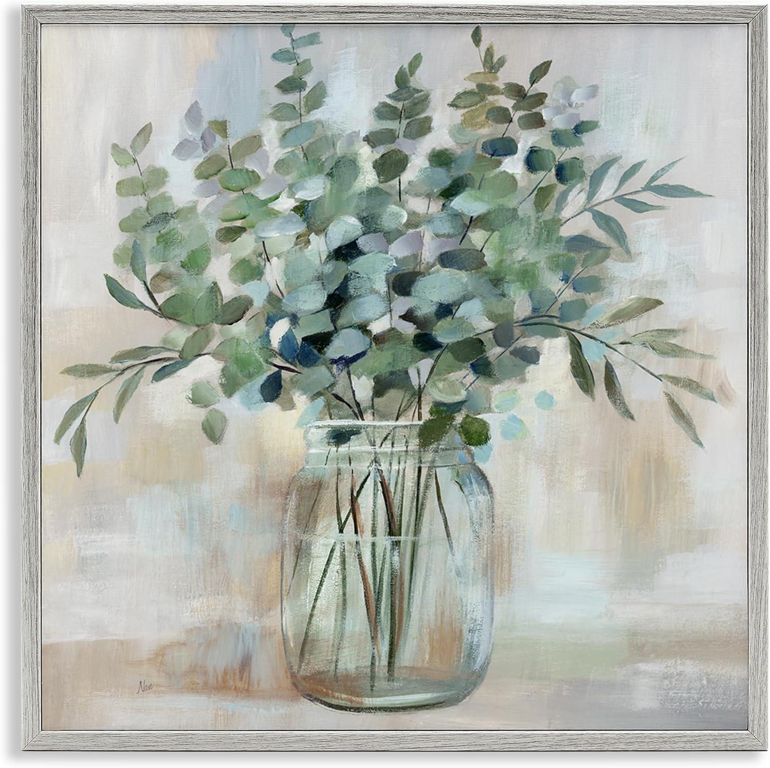 " Soothing Eucalyptus Flower Herb Arrangement Rustic Jar " by Nan Painting Print