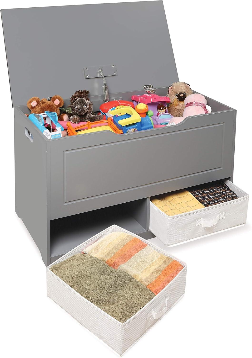 Badger Basket Up and Down Toy and Storage Box with Two Baskets - Gray