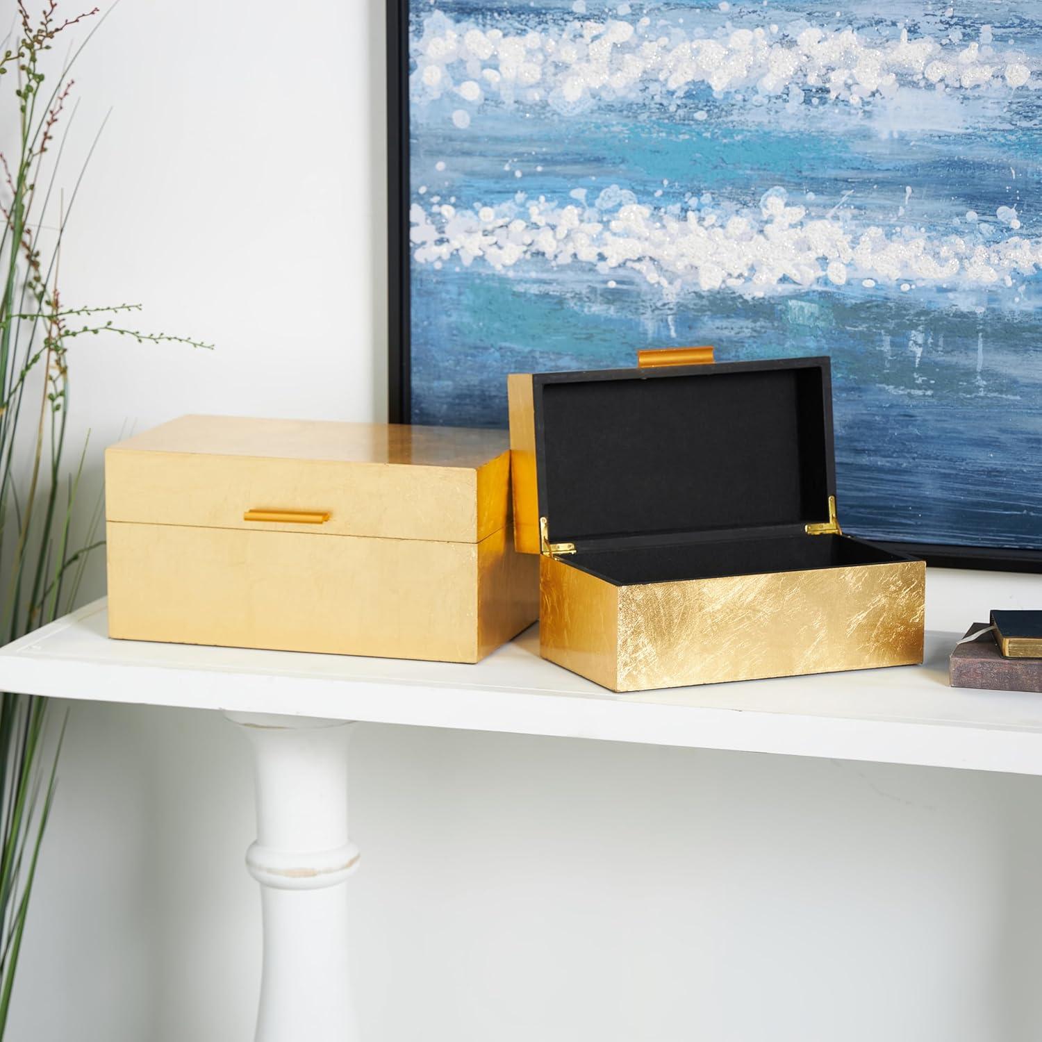 CosmoLiving by Cosmopolitan Wooden Decorative Box with Textured Foiled Exterior Set