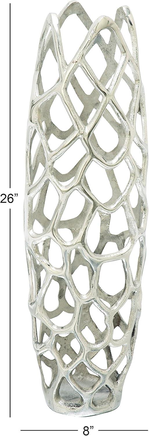 DecMode 26" Coral Silver Aluminum Vase