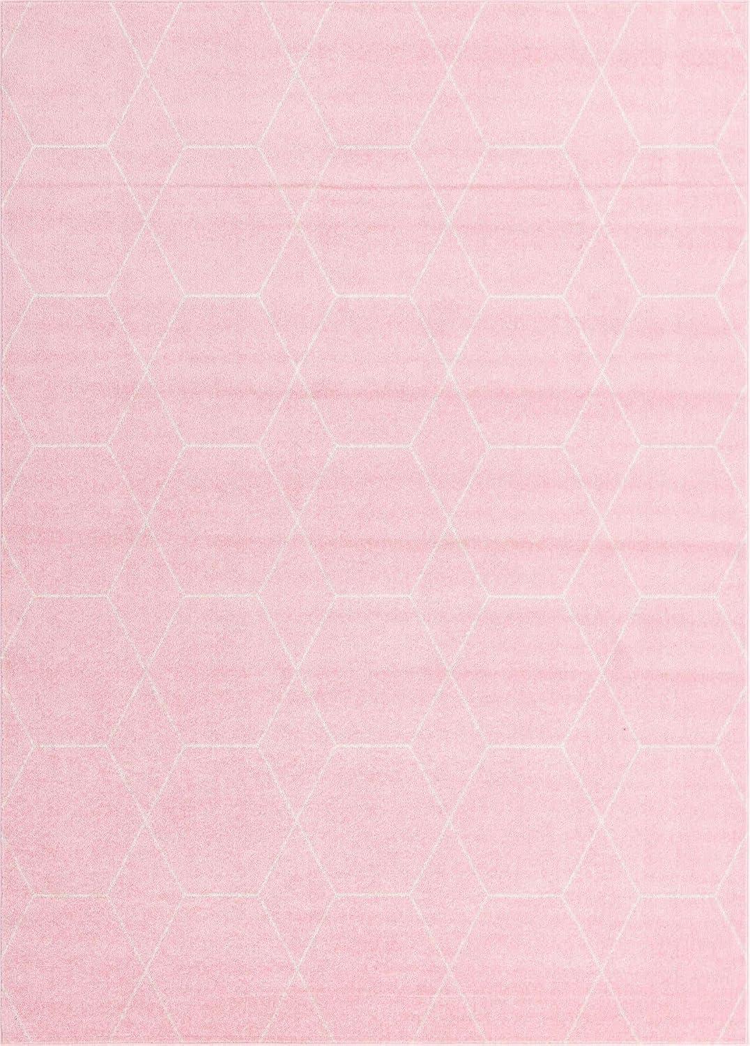 Unique Loom 8' 0 x 11' 0 Trellis Frieze Geometric Light Pink Area Rug