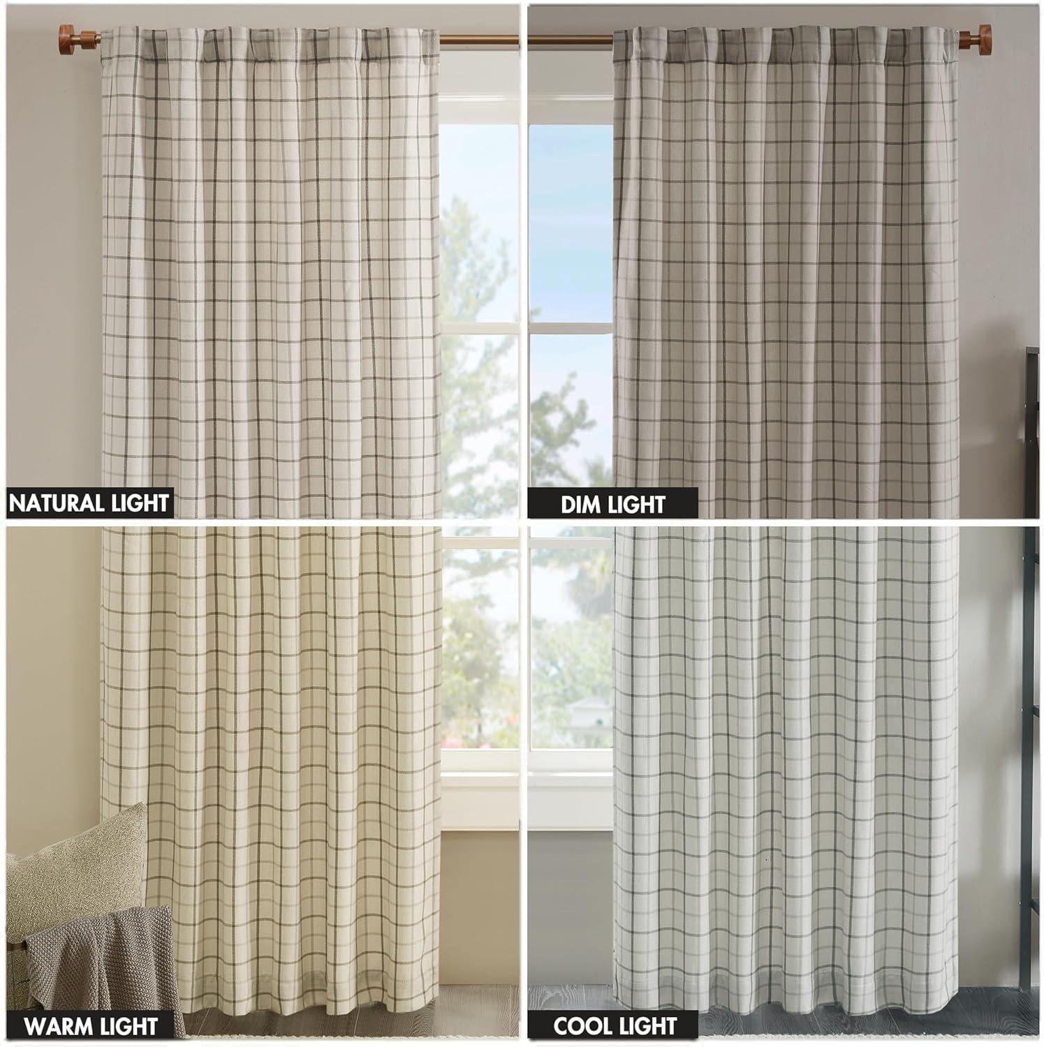 Anaheim Woven Plaid Room Darkening Thermal Fleece Lined Single Curtain Panel
